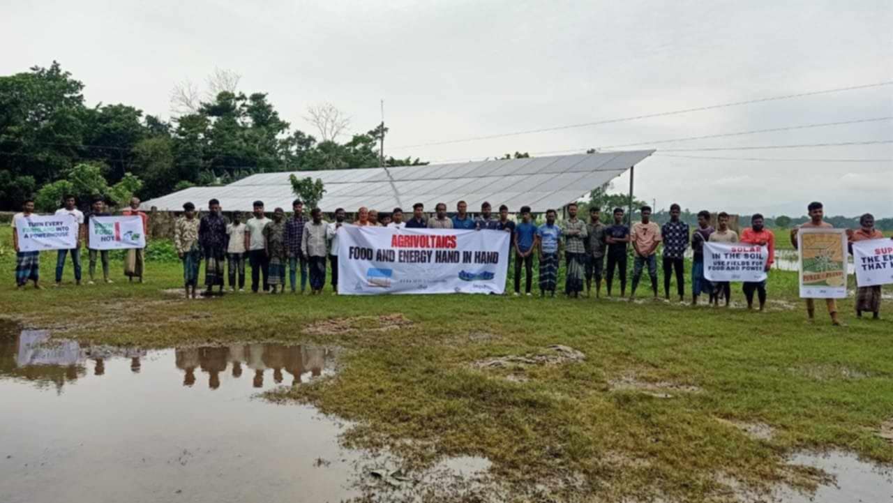 এগ্রোভোল্টাইক্স প্রযুক্তি বিষয়ে জাতীয় নীতিমালা প্রণয়নের দাবীতে সুনামগঞ্জে কৃষক সমাবেশ